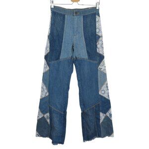 We The Free People Womens 25 Kaleidoscope Crocheted Lace Patchwork Jeans NEW